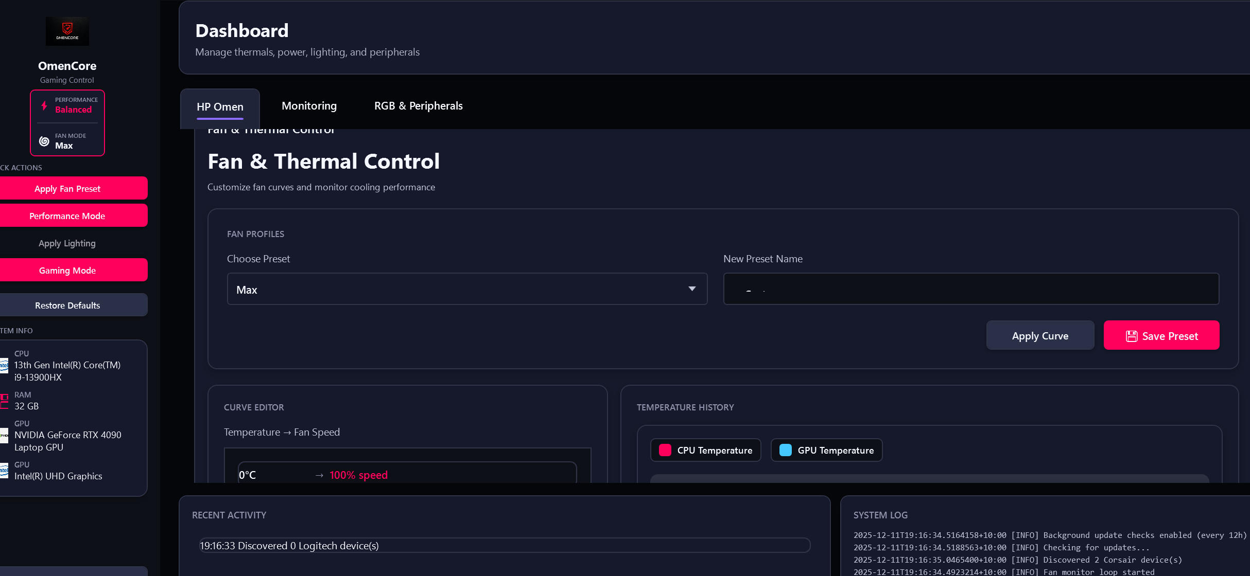 OmenCore Fan Control - Custom fan curves and thermal management